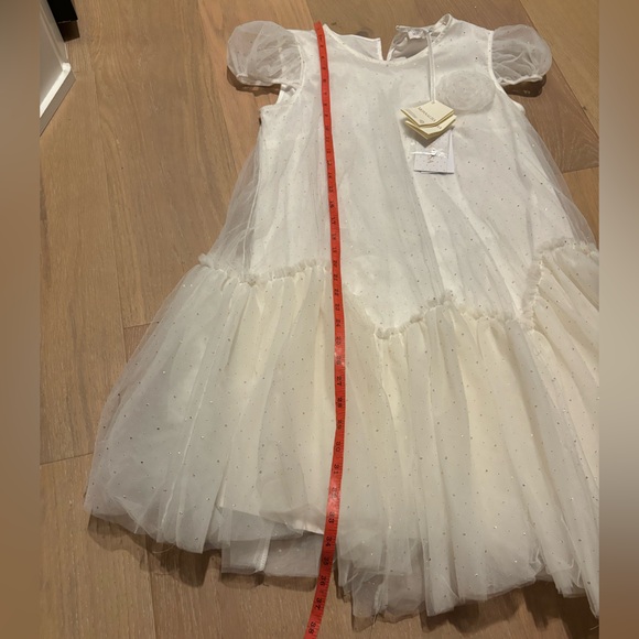 MonnaLisa Tulle dress gown spire flounces golden dots gold sequins cream formal - Picture 16 of 17